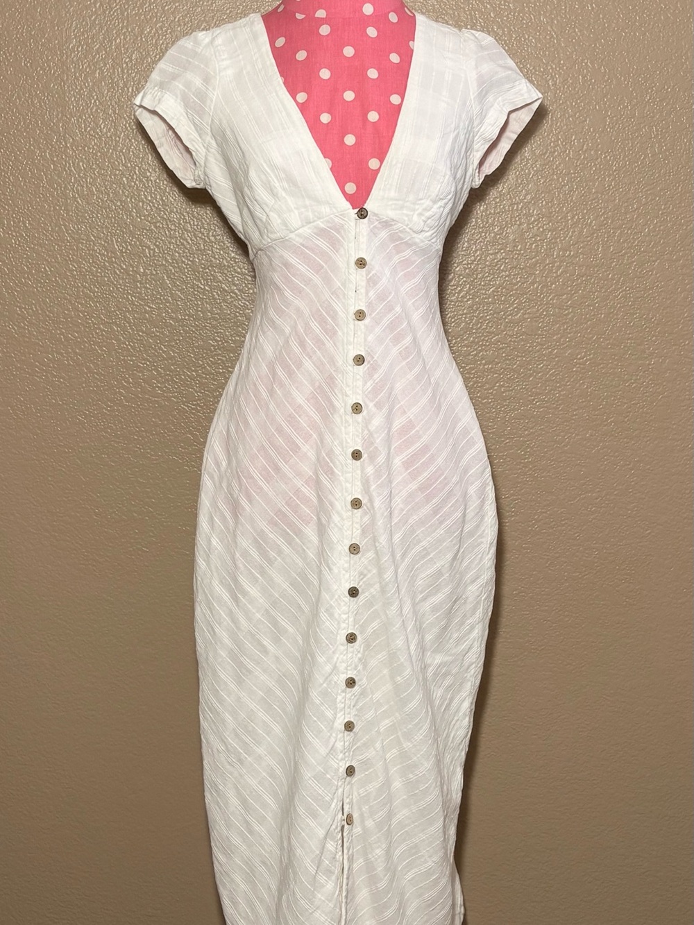 Free People Ivory Button-Front Maxi Dress